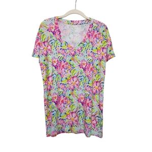 Little Snuggles Bamboo Tropical Floral Short Sleeve V-Neck Top